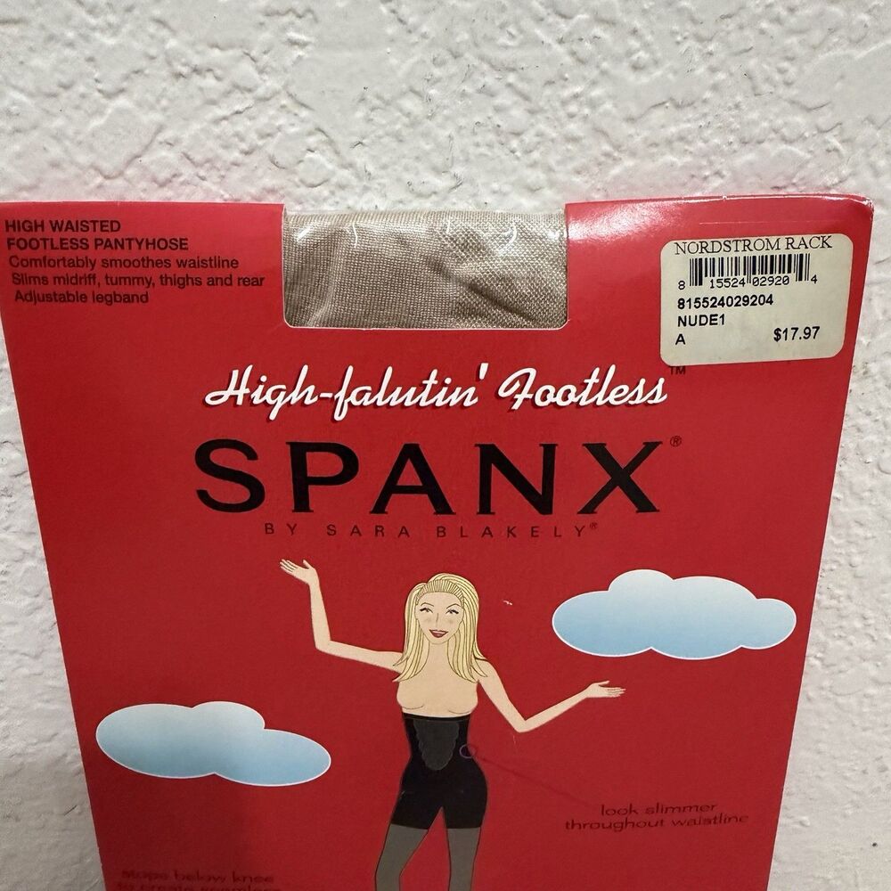 NEW SPANX High Waist Falutin Footless Panty Hose Nude 1 Size A Slimming USA Made - Picture 2 of 6